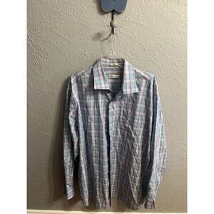Peter Millar Shirt Plaid Mens Size XXL Crown Blue Purple Black White